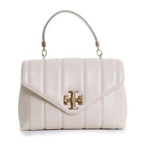 Tory Burch Kira Small Leather Quilted Handbag Satchel Bag Ivory White Purse NEW